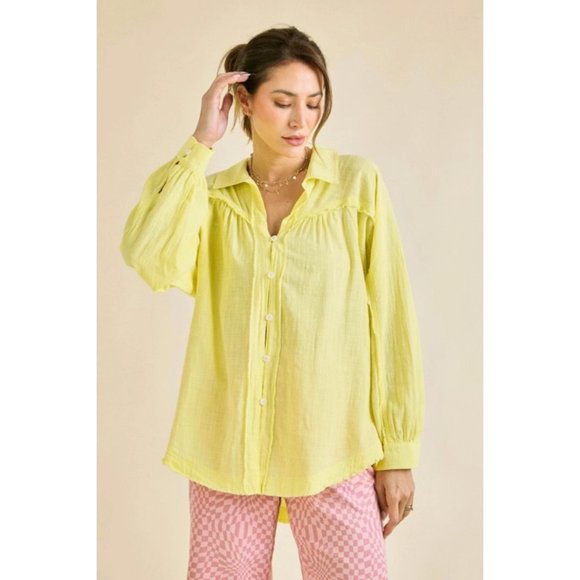 Kiwi and Lemon Abstract 3/4 Sleeve Blouse
